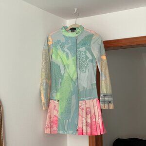 Vintage Custo Barcelona pleated dress multicolored pastel print